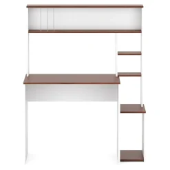 Schreibtisch TRAGAN mit Regal 110 x 45 x 139 cm weiss/braun