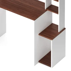 Schreibtisch TRAGAN mit Regal 110 x 45 x 139 cm weiss/braun
