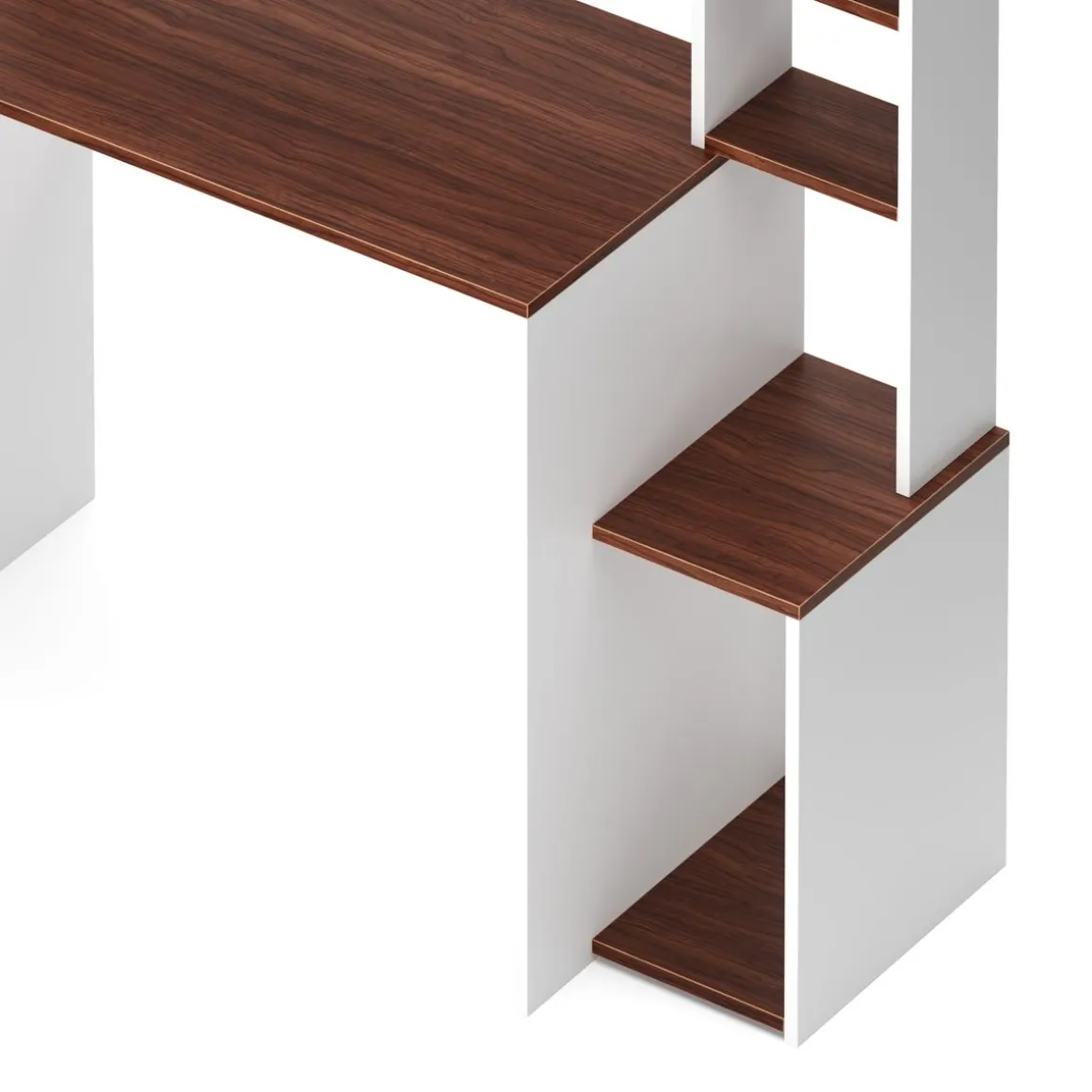 Schreibtisch TRAGAN mit Regal 110 x 45 x 139 cm weiss/braun