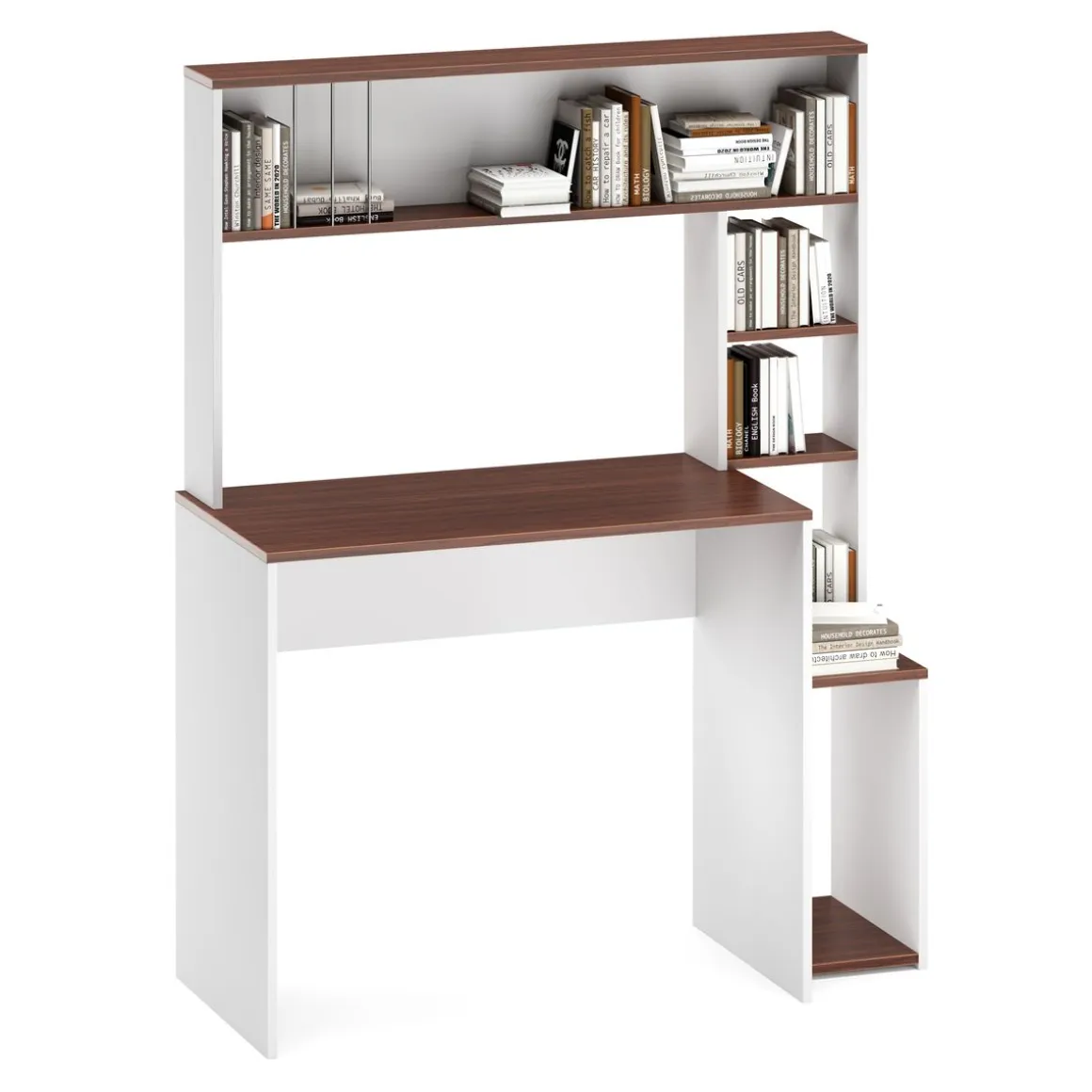 Schreibtisch TRAGAN mit Regal 110 x 45 x 139 cm weiss/braun