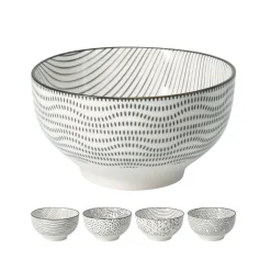 Schüssel Set Porzellan 890 ml 4-teilig weiss/schwarz