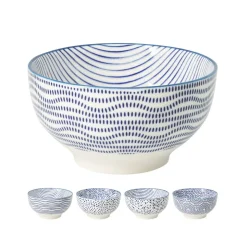 Schüssel Set Porzellan 890 ml 4-teilig weiss/blau
