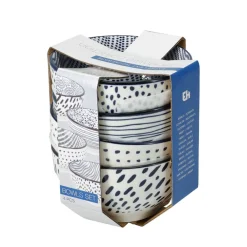 Schüssel Set Porzellan 590 ml 4-teilig weiss/blau