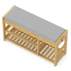 Schuhbank Bambus SEREIN 90 x 30 x 51 cm natur