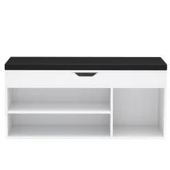 Schuhbank Holz 104 x 32 x 48 cm weiss