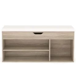 Schuhbank 104 x 32 x 48 cm braun/weiss