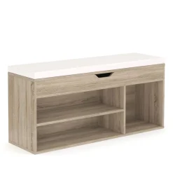 Schuhbank 104 x 32 x 48 cm braun/weiss