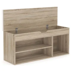 Schuhbank 104 x 32 x 48 cm braun/weiss