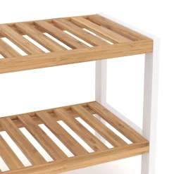 Schuhregal Bambus 2 Tablare 70 x 24 x 33 cm natur/weiss