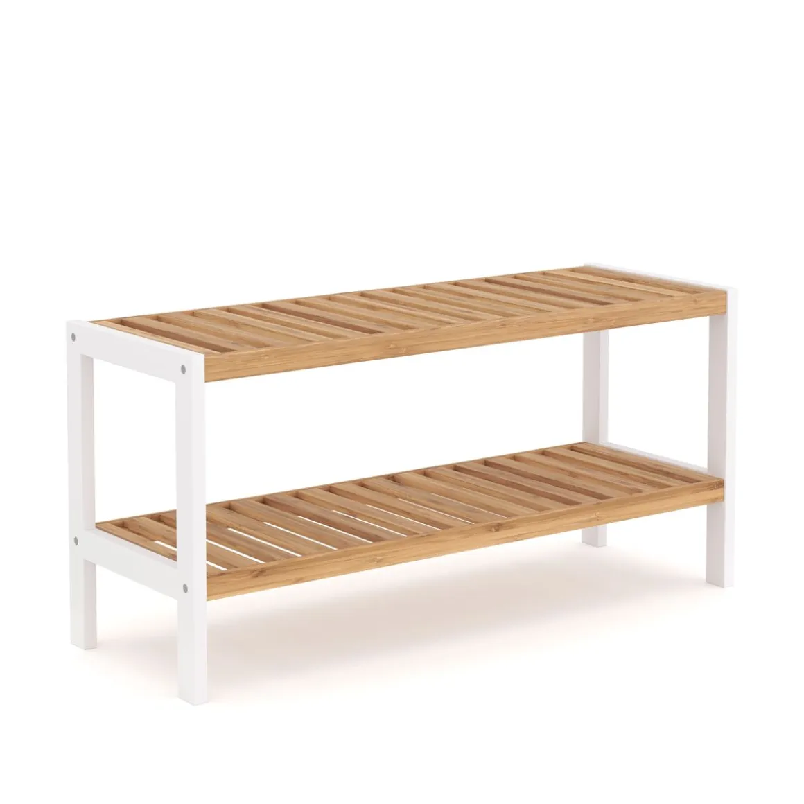 Schuhregal Bambus 2 Tablare 70 x 24 x 33 cm natur/weiss
