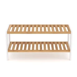 Schuhregal Bambus 2 Tablare 70 x 24 x 33 cm natur/weiss