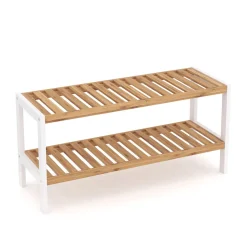 Schuhregal Bambus 2 Tablare 70 x 24 x 33 cm natur/weiss