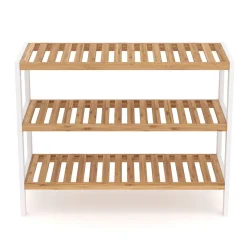 Schuhregal Bambus 3 Tablare 70 x 24 x 54 cm natur/weiss