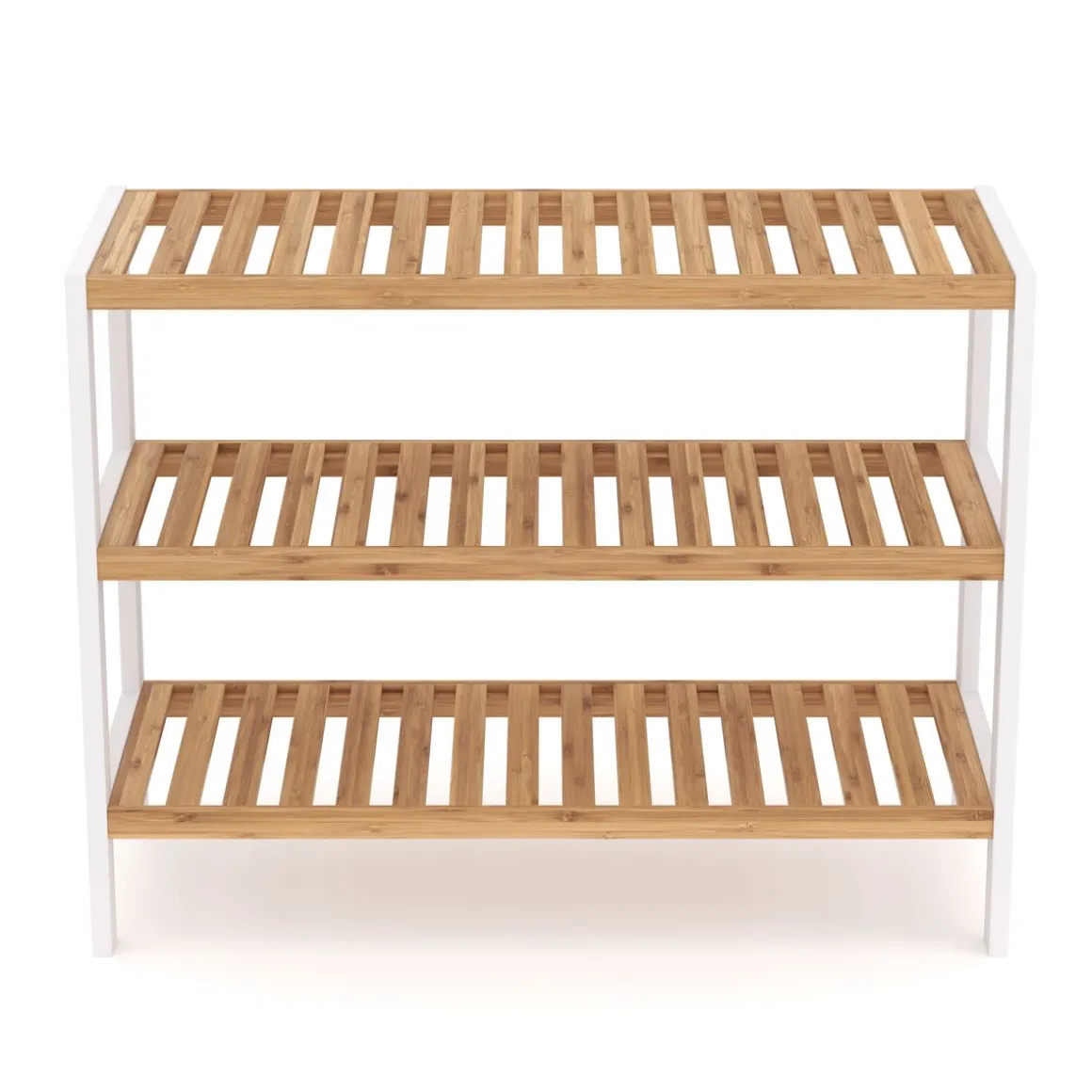 Schuhregal Bambus 3 Tablare 70 x 24 x 54 cm natur/weiss