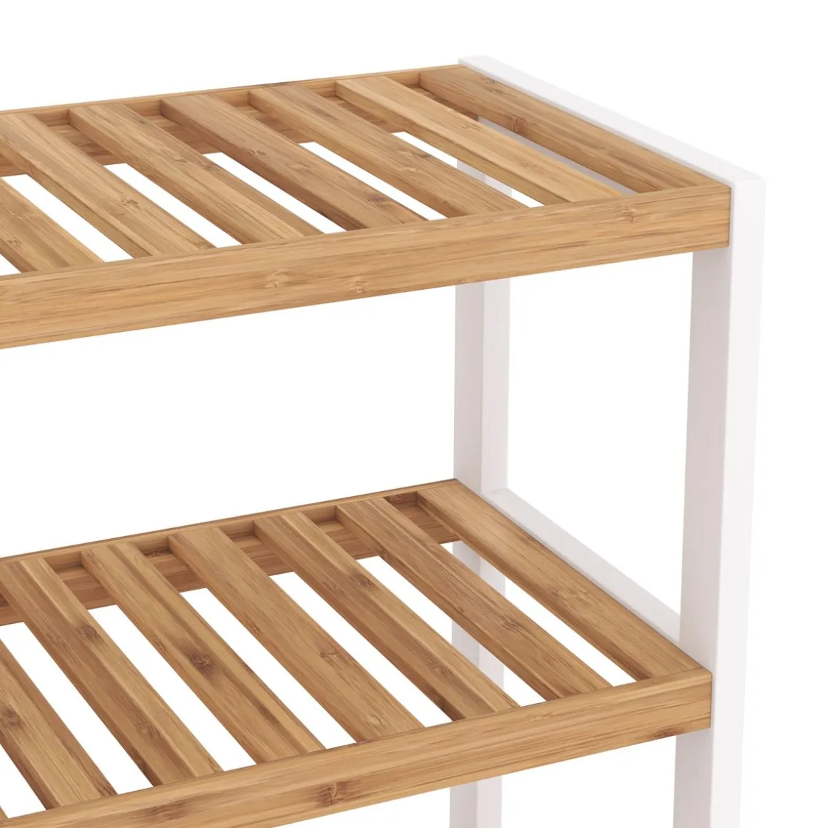 Schuhregal Bambus 3 Tablare 70 x 24 x 54 cm natur/weiss