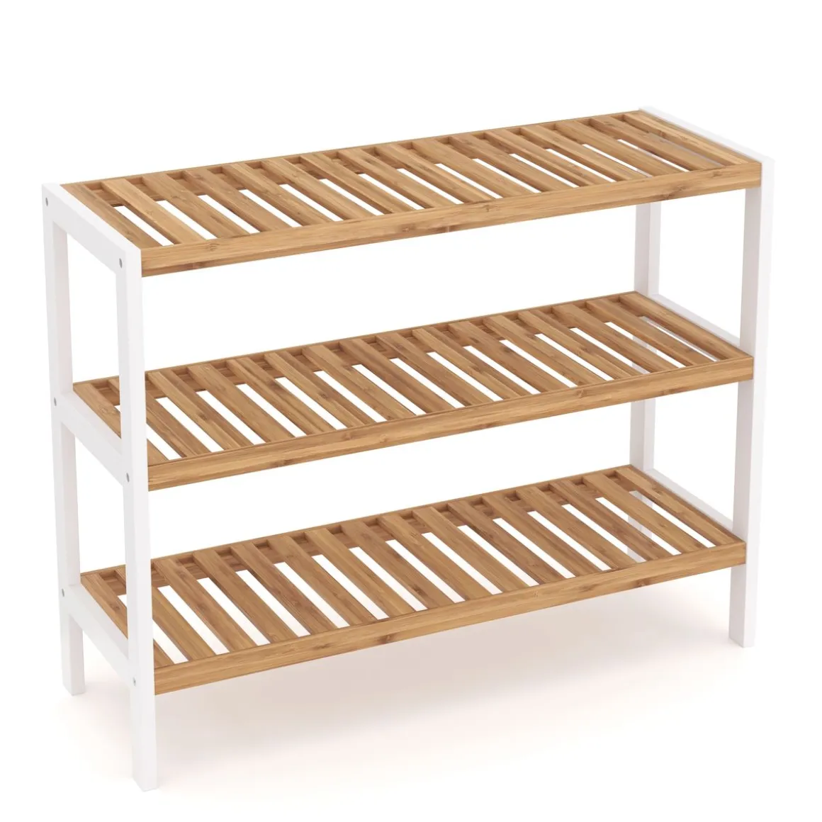 Schuhregal Bambus 3 Tablare 70 x 24 x 54 cm natur/weiss