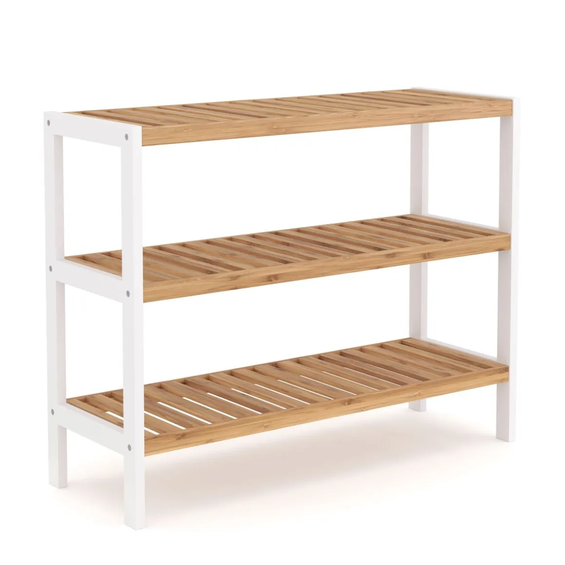 Schuhregal Bambus 3 Tablare 70 x 24 x 54 cm natur/weiss