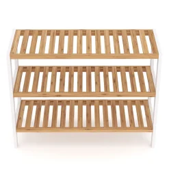 Schuhregal Bambus 3 Tablare 70 x 24 x 54 cm natur/weiss