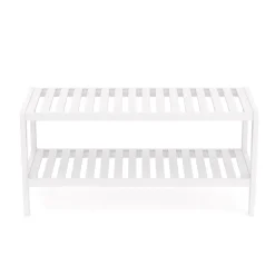 Schuhregal Bambus 2 Tablare 70 x 26 x 33 cm weiss