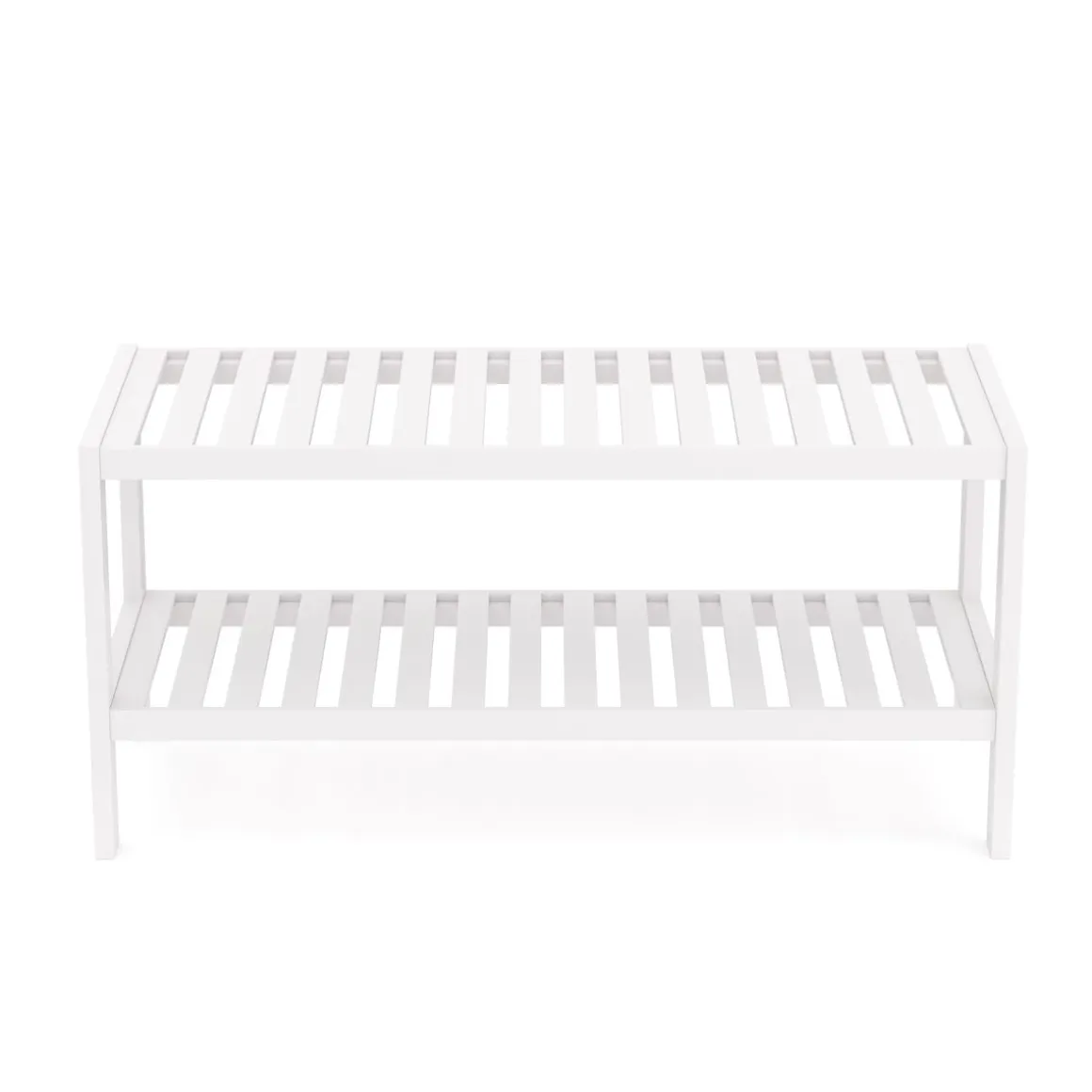Schuhregal Bambus 2 Tablare 70 x 26 x 33 cm weiss