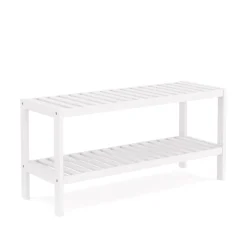 Schuhregal Bambus 2 Tablare 70 x 26 x 33 cm weiss