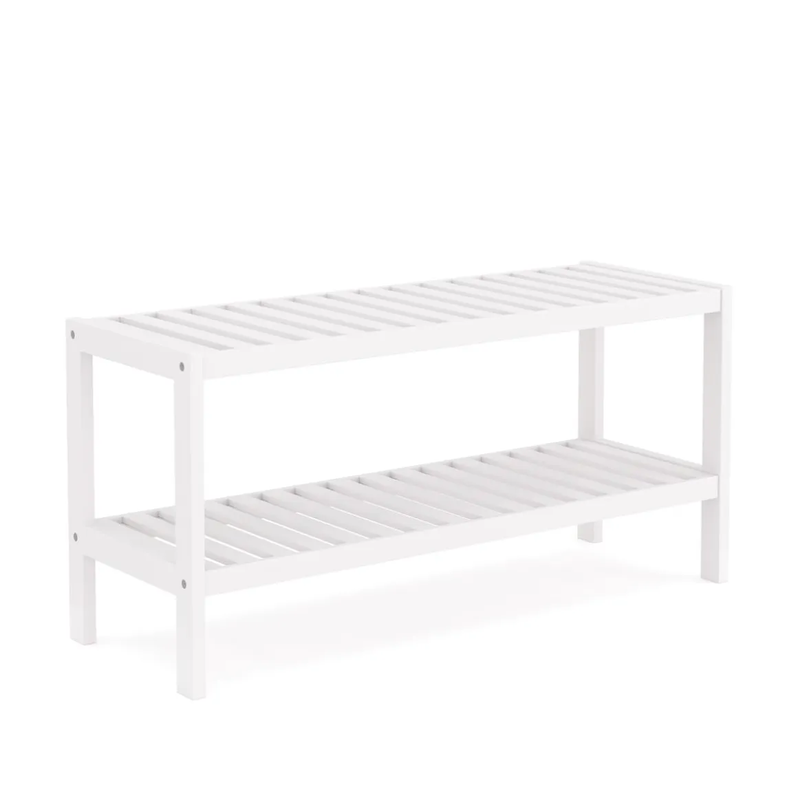 Schuhregal Bambus 2 Tablare 70 x 26 x 33 cm weiss