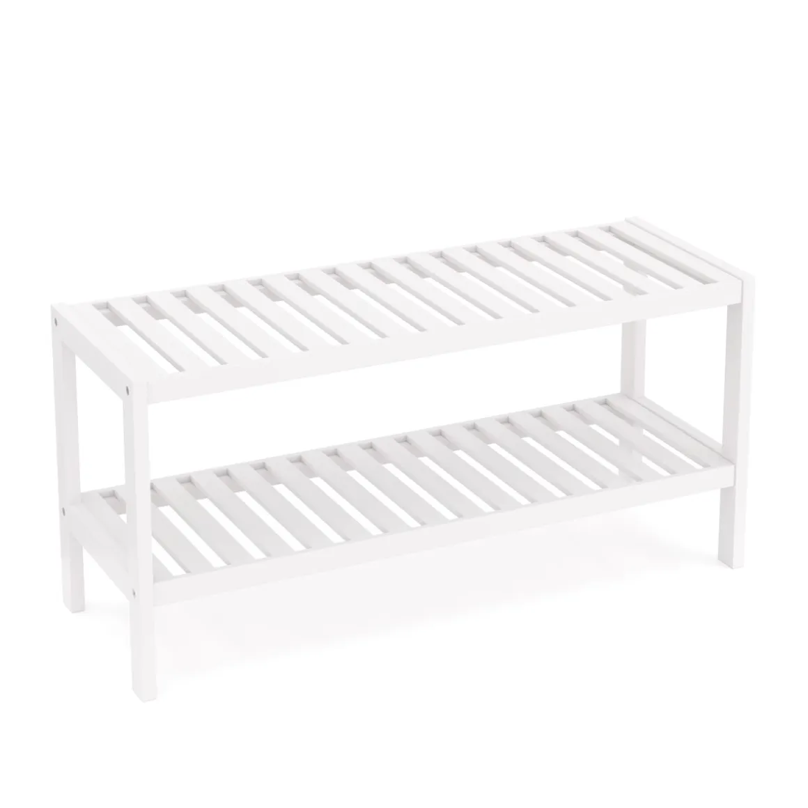 Schuhregal Bambus 2 Tablare 70 x 26 x 33 cm weiss