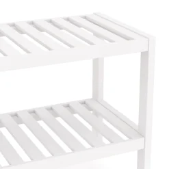 Schuhregal Bambus 2 Tablare 70 x 26 x 33 cm weiss