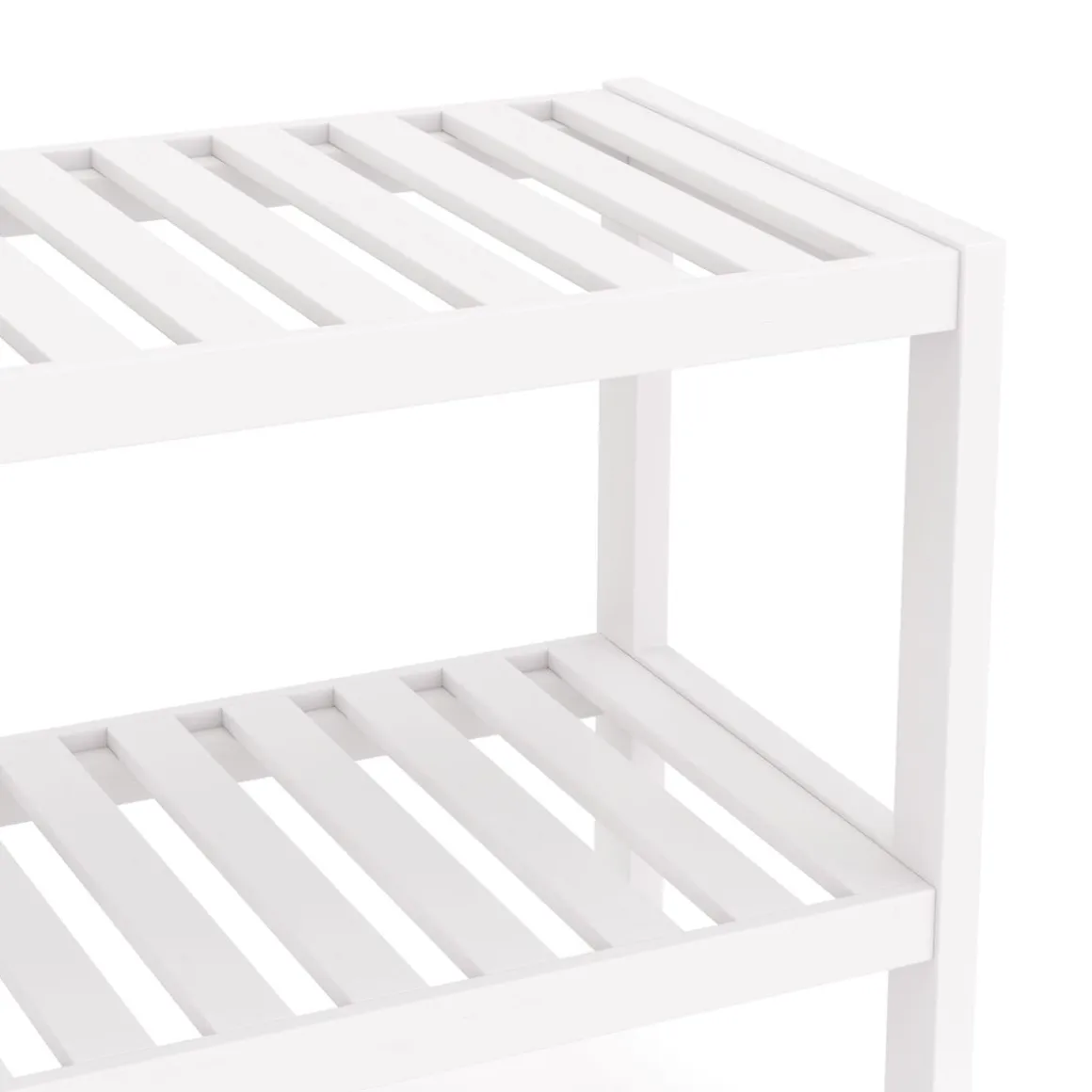 Schuhregal Bambus 2 Tablare 70 x 26 x 33 cm weiss