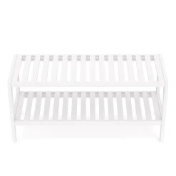 Schuhregal Bambus 2 Tablare 70 x 26 x 33 cm weiss