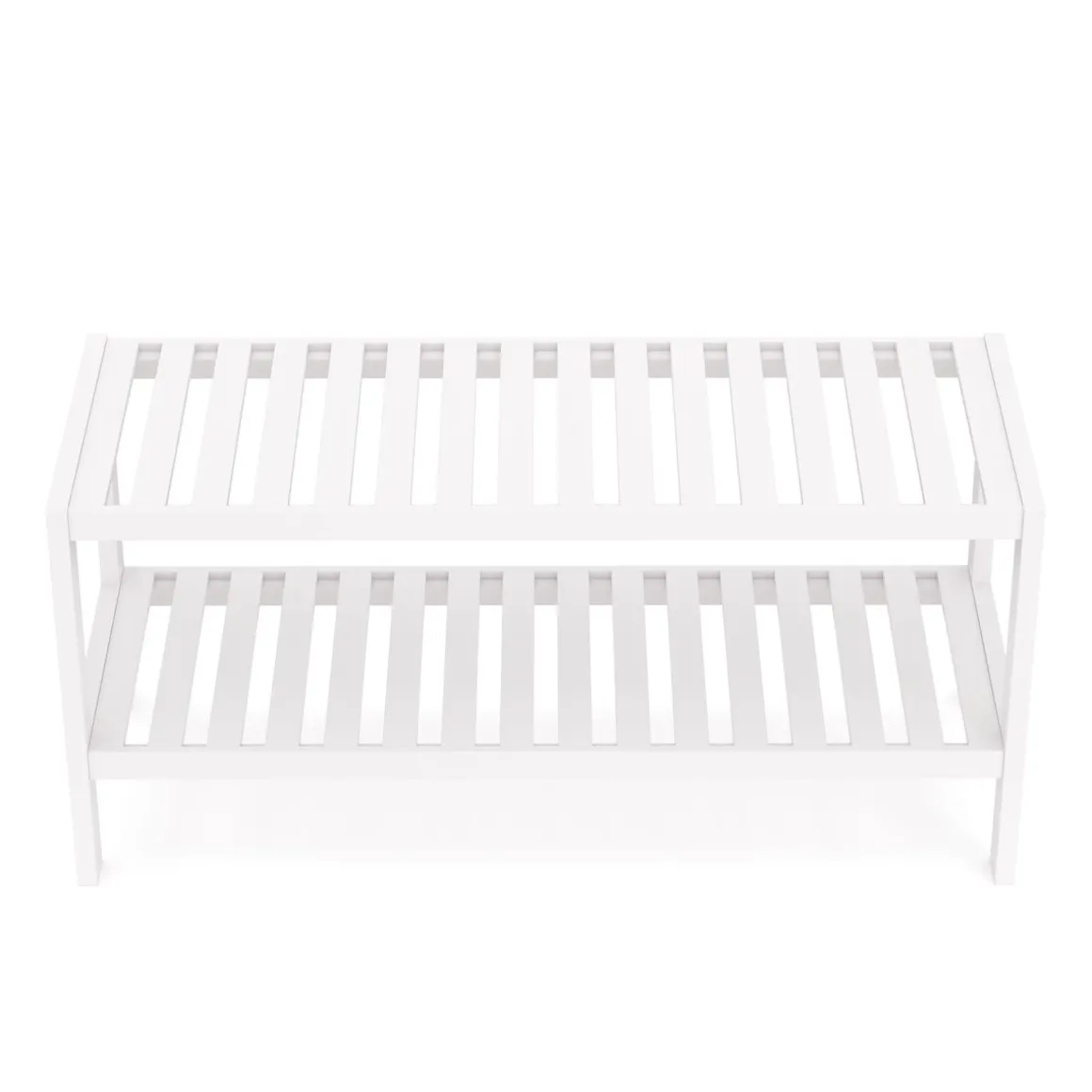 Schuhregal Bambus 2 Tablare 70 x 26 x 33 cm weiss