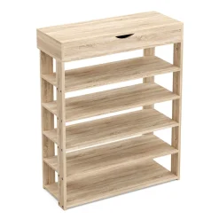 Schuhregal mit 5 Regalböden und Staufach braun