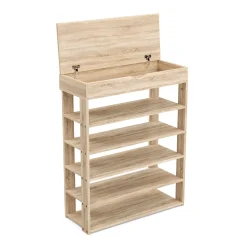 Schuhregal mit 5 Regalböden und Staufach braun