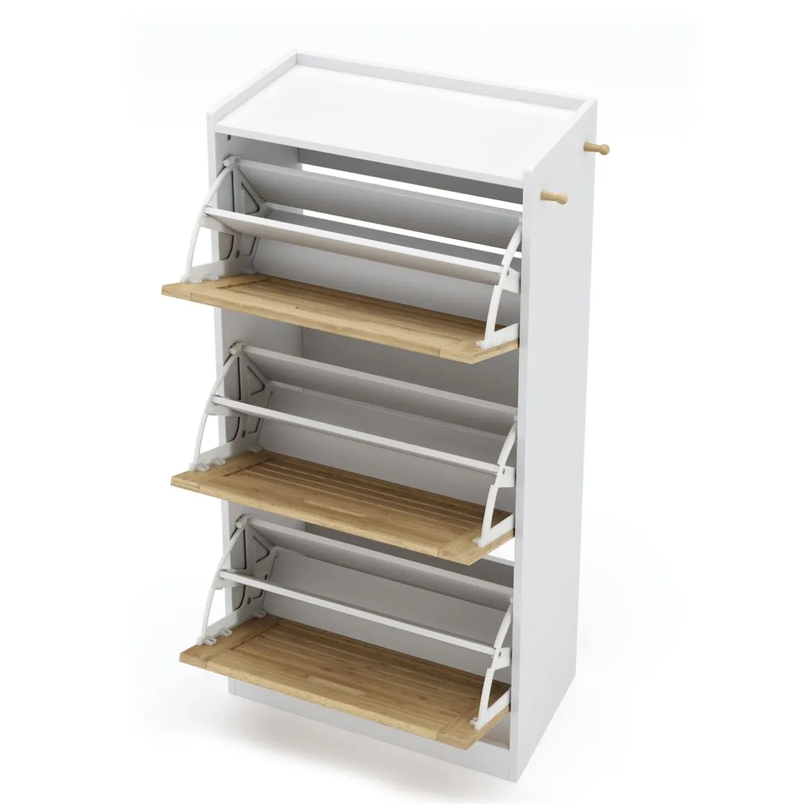 Schuhschrank KAMALIA 55 x 30 x 112 cm weiss/hellbraun