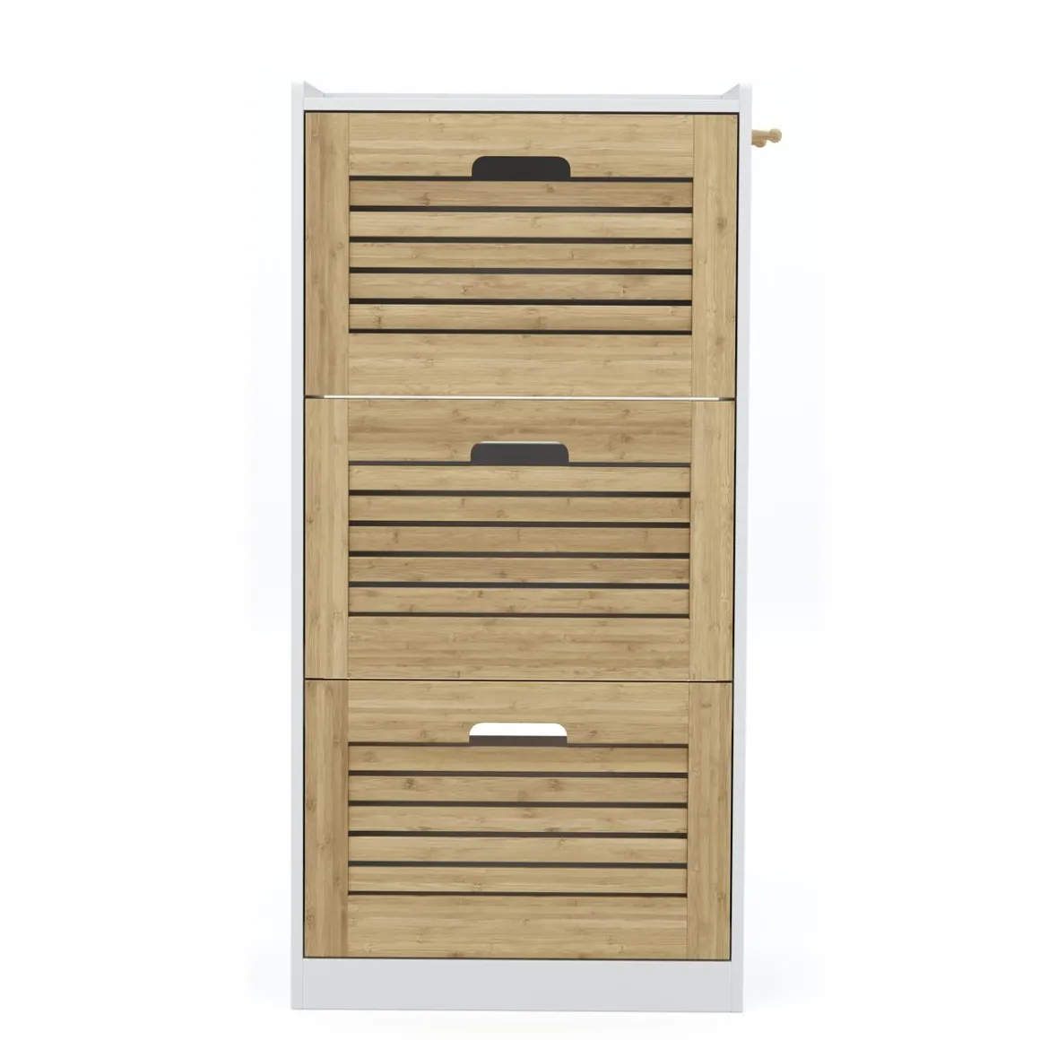 Schuhschrank KAMALIA 55 x 30 x 112 cm weiss/hellbraun