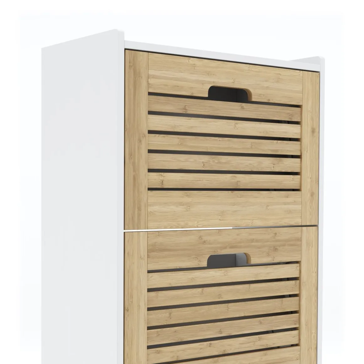 Schuhschrank KAMALIA 55 x 30 x 112 cm weiss/hellbraun