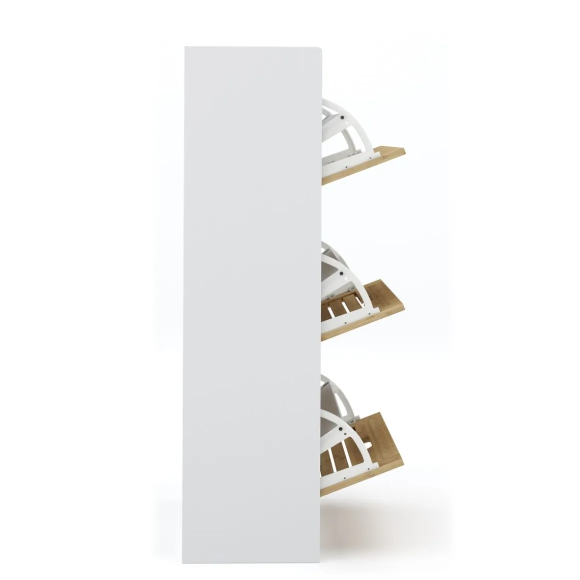 Schuhschrank KAMALIA 55 x 30 x 112 cm weiss/hellbraun