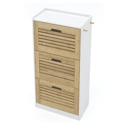 Schuhschrank KAMALIA 55 x 30 x 112 cm weiss/hellbraun