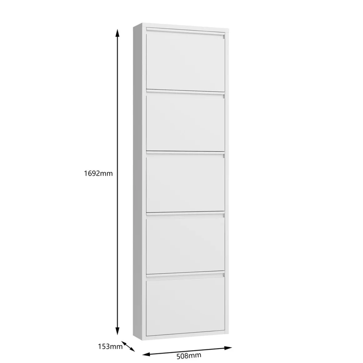 Schuhschrank Metall ROMEO 50 x 169 cm weiss