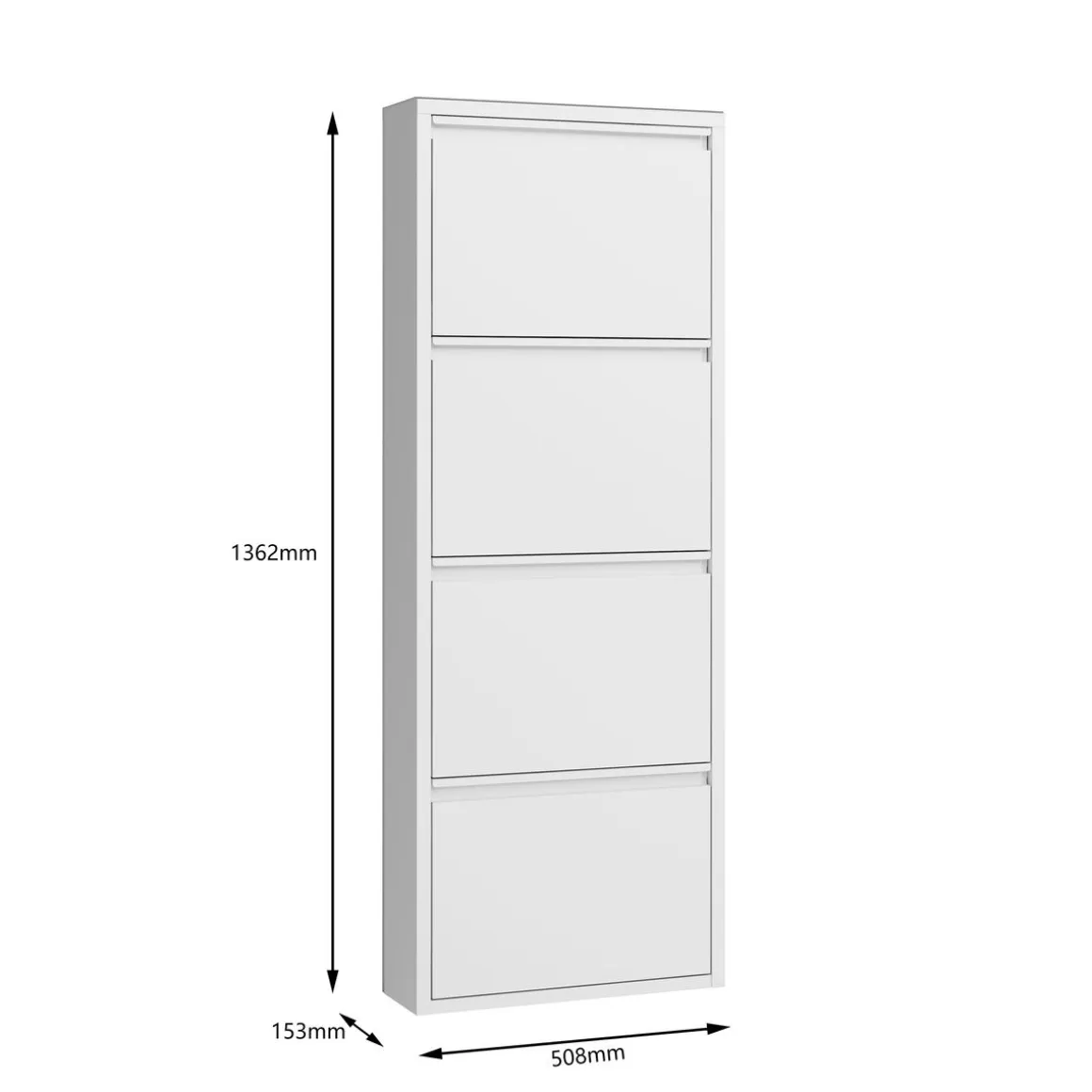 Schuhschrank Metall ROMEO 50 x 136 cm weiss