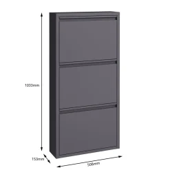 Schuhschrank Metall ROMEO 50 x 103 cm grau