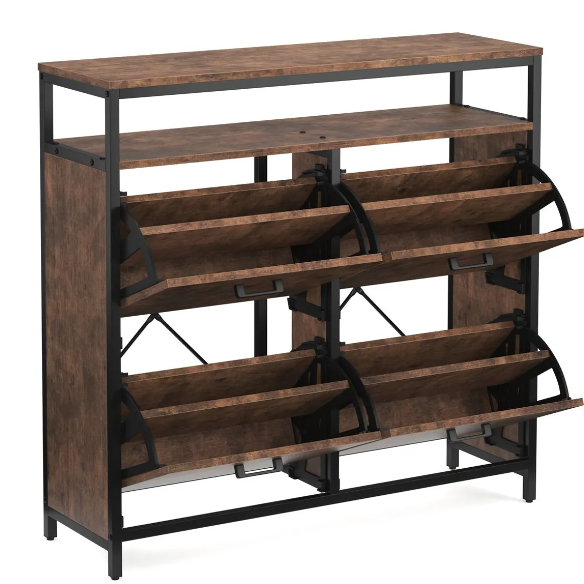 Schuhschrank mit 4 Kippfächer Vintage BONITA 98 x 95 cm