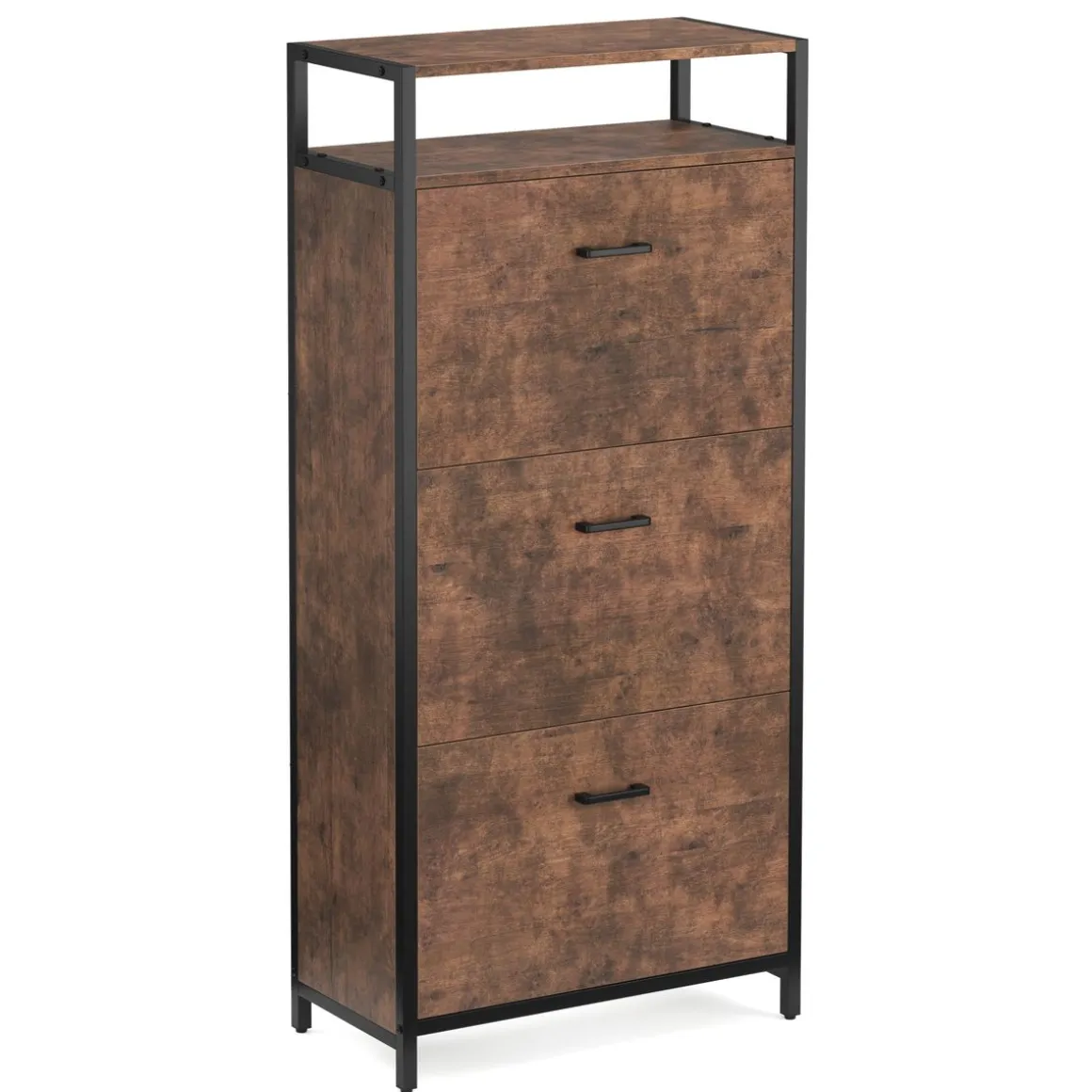 Schuhschrank mit 3 Kippfächer Vintage BONITA 60 x 130 cm