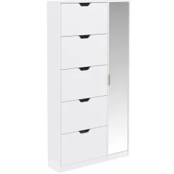 Schuhschrank mit Spiegel weiss