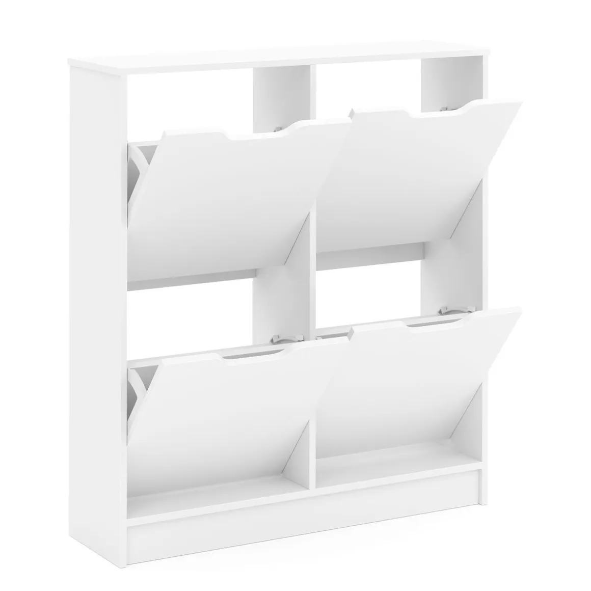 Schuhschrank SENA 4 Kippfächer 90 x 100 cm weiss