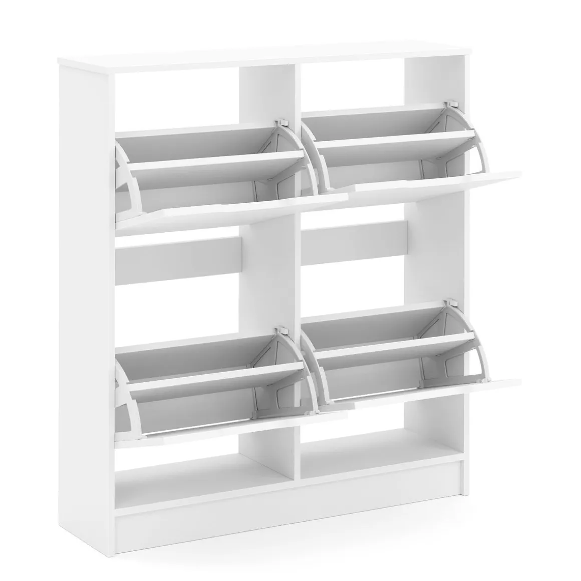 Schuhschrank SENA 4 Kippfächer 90 x 100 cm weiss