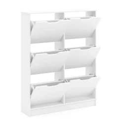 Schuhschrank SENA 6 Kippfächer 101 x 129 cm weiss