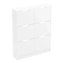 Schuhschrank SENA 6 Kippfächer 101 x 129 cm weiss