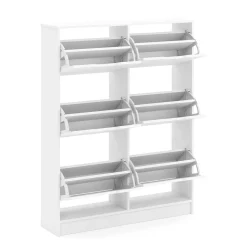Schuhschrank SENA 6 Kippfächer 101 x 129 cm weiss