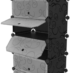 Schuhschrank Steckregal schwarz 10 Boxen